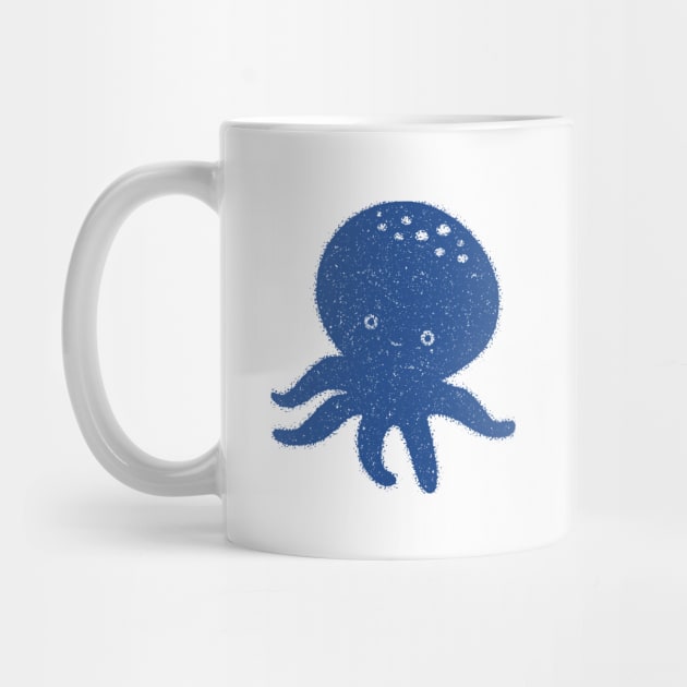 Cute Blue Octopus Drawing by Braznyc